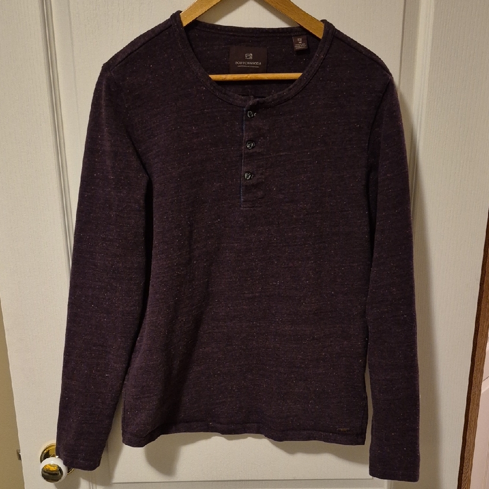 Scotch & Soda Men's Dark Purple Long Sleeve Henley